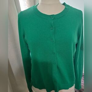 Kathy ireland Green Crewneck Button-Front Women's Cartigan $14 Firm